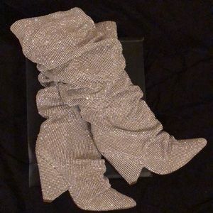 Silver rhinestone boots